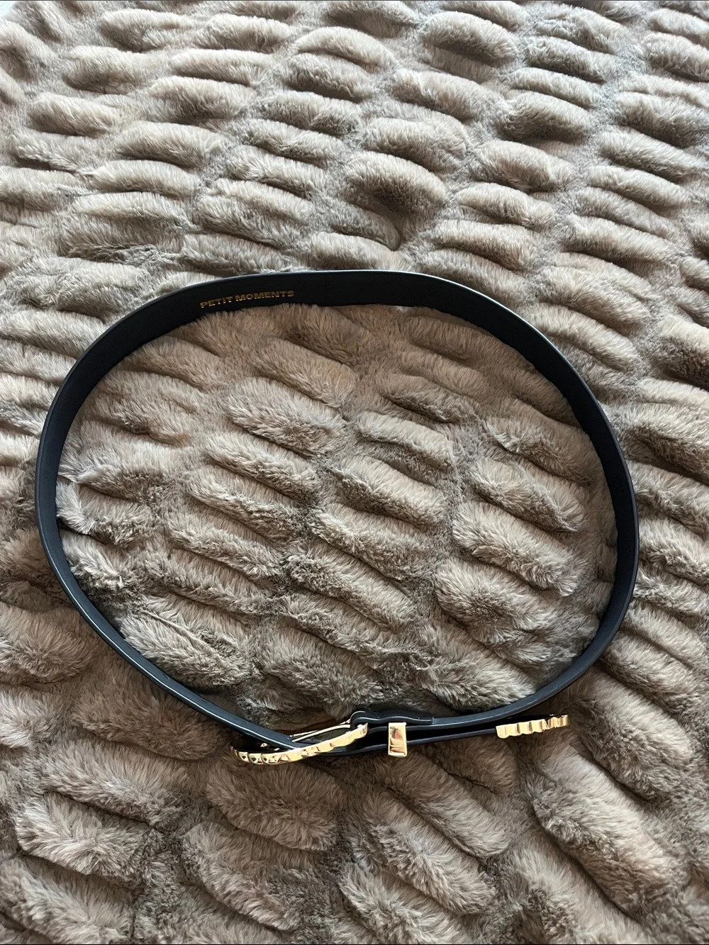 Revolve • Black Leather Belt with Gold Buckle